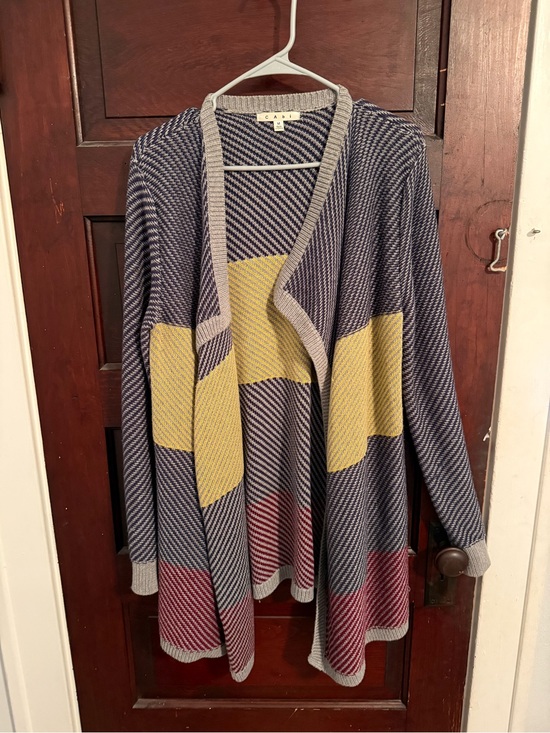 CAbi Sweaters - CAbi Navy, Yellow & Red Open-Front Colorblock Cardigan
